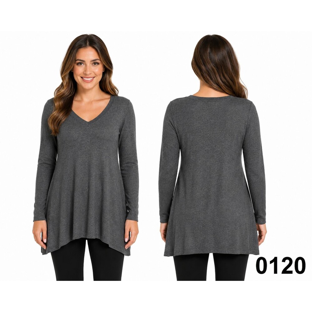 Apt. 9 V-Neck Long Sleeve Sharkbite Tunic Sweater - Size M- 0120